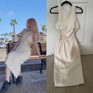 Zara cut out slim dress vanilla